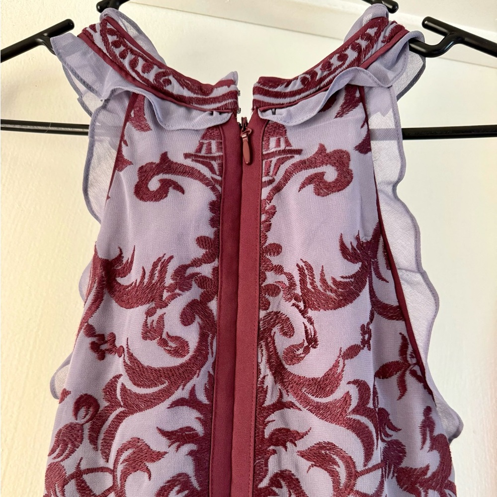 NWT BCBGMaxAzria Embroidered Purple Halter Gown. 6 - Picture 6 of 12